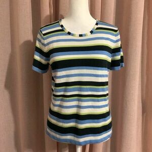 y2k striped sweater short sleeve top - medium